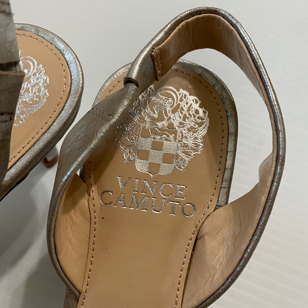 Vince Camuto Silver Snake Slingback Low High Heels - Picture 5 of 12